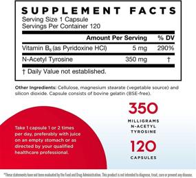 img 3 attached to 💊 Jarrow Formulas N-Acetyl Tyrosine 350 мг - 120 капсул - Поддержка функции мозга - С витамином B6 для метаболизма аминокислот - 120 порций.