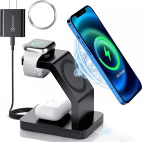 img 4 attached to 🔌 Catalpa U 3 in 1 Wireless Charging Station: Fast Magsafe 20W Charger for iPhone 12/12 Pro Max/Mini/AirPods Pro/AirPods 2 iwatch Series