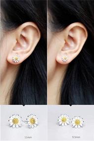 img 2 attached to 🌼 Stylish Daisy Earrings: Small Floral Cluster Cartilage Studs for Women & Teen Girls | Sterling Silver Plated in 14K Gold | Hypoallergenic Boho Jewelry | Pierced Ear Post Earrings