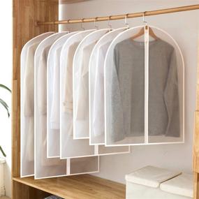 img 3 attached to 👕 homeminda Garment Bags Clear: 40in White Hanging Lightweight Dust Cover, Pack of 6 - Ideal for Suit Jackets & Clothes Closet