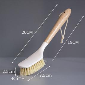 img 1 attached to 🧼 Bamboo Handle Dish Brush Scrubber - Effective Cleaning for Pans, Pots & Kitchen Sink (2 Pack with Hooks)