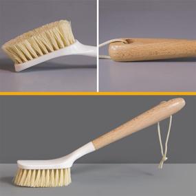 img 3 attached to 🧼 Bamboo Handle Dish Brush Scrubber - Effective Cleaning for Pans, Pots & Kitchen Sink (2 Pack with Hooks)