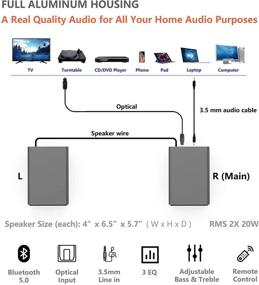 img 3 attached to 💻 KEiiD PC Computer Speaker System - Bluetooth Stereo with Aluminum Housing, Bookshelf Audio for Home, Studio Monitor with Optical AUX Input - Turntable/CD Player/PC/Laptop/TV Compatible