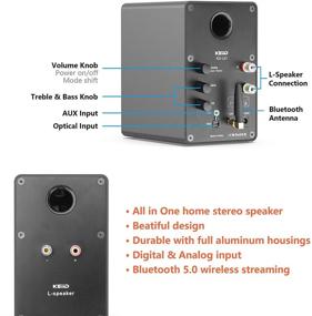 img 2 attached to 💻 KEiiD PC Computer Speaker System - Bluetooth Stereo with Aluminum Housing, Bookshelf Audio for Home, Studio Monitor with Optical AUX Input - Turntable/CD Player/PC/Laptop/TV Compatible