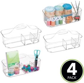 img 3 attached to 📦 mDesign Plastic Portable Craft Storage Organizer Caddy Tote 4-Pack - Clear