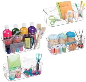 img 4 attached to 📦 mDesign Plastic Portable Craft Storage Organizer Caddy Tote 4-Pack - Clear