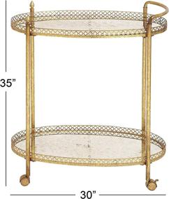 img 2 attached to 🍷 Classy Deco 79 Gold Wine Cart with Tiers - Ideal for Kitchen, Club, Living Room, Dining Room, Study - 30&#34; W x 35&#34; H