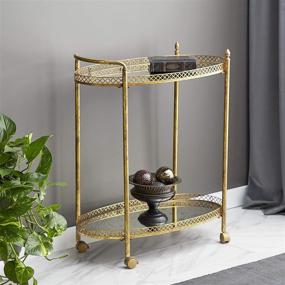 img 4 attached to 🍷 Classy Deco 79 Gold Wine Cart with Tiers - Ideal for Kitchen, Club, Living Room, Dining Room, Study - 30&#34; W x 35&#34; H