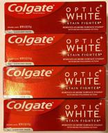 colgate optic white toothpaste - stain fighter - clean mint paste - 4.2 oz (119g) - pack of 4 tubes logo