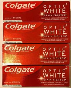 img 2 attached to Colgate Optic White Toothpaste - Stain Fighter - Clean Mint Paste - 4.2 OZ (119g) - Pack of 4 Tubes