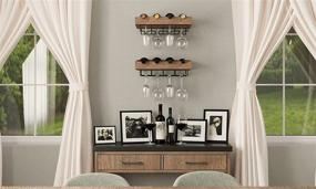 img 3 attached to 🍷 Rustic Wall Decor: Brightmaison Set of 2 Walnut Wood Wall Mounted Wine Rack with Wine Glass Holder, 8 Bottle Wine Storage Rack