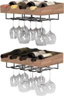 🍷 rustic wall decor: brightmaison set of 2 walnut wood wall mounted wine rack with wine glass holder, 8 bottle wine storage rack логотип