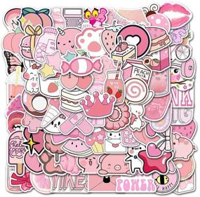 img 4 attached to 100 Pink VSCO Stickers - Cute Aesthetic Laptop Vinyl, Water Bottle, Waterproof Stickers for Girls, Teenagers - Christmas Girly Gift Pack (TZ2020)