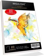 🎨 misulove watercolor paper pad 6.1x8.7", cold-pressed acid-free paper, ideal for watercolor painting, wet media, and sketching, textured artist paper for kids and adults, 20 white sheets (140lb/300gsm) logo