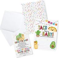 🌮 fiesta taco bout a baby shower invitations: includes book request, diaper raffle card, 20 fill-in invites & envelopes logo