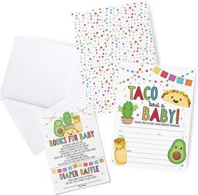 img 4 attached to 🌮 Приглашения на вечеринку "Fiesta Taco Bout A Baby": включает запрос книги, карту розыгрыша подгузников, 20 заполненных приглашений и конверты.