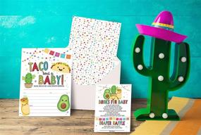 img 2 attached to 🌮 Приглашения на вечеринку "Fiesta Taco Bout A Baby": включает запрос книги, карту розыгрыша подгузников, 20 заполненных приглашений и конверты.