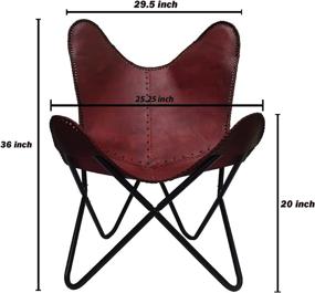 img 1 attached to 🪑 Premium Handmade Leather Arm Chair Cover: Iron Stand & Leather Stool - Rich Brown Home Decor