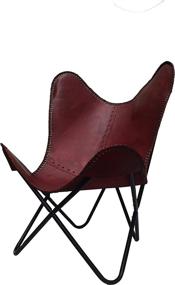 img 2 attached to 🪑 Premium Handmade Leather Arm Chair Cover: Iron Stand & Leather Stool - Rich Brown Home Decor