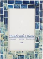 🖼️ indigo handicrafts home picture frames - shades of blue bone inlay, mosaic style - 4x6 inch photo frames логотип