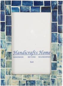 img 4 attached to 🖼️ Indigo Handicrafts Home Picture Frames - Shades of Blue Bone Inlay, Mosaic Style - 4x6 inch Photo Frames