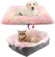🐱 washable chintu cat beds: cozy dog crate & calming plush bed for indoor cats - faux fur warming pet bed for small to medium dogs and cats, rainbow- 24 x 20 inch logo