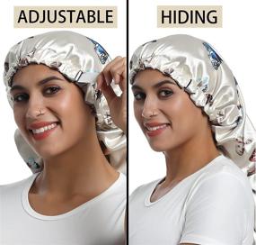 img 2 attached to 🎀 SAYMRE Satin Bonnet: Adjustable Hair Cap for Braids and Curly Hair, Silky Sleepwear Accessory