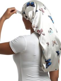 img 4 attached to 🎀 SAYMRE Satin Bonnet: Adjustable Hair Cap for Braids and Curly Hair, Silky Sleepwear Accessory