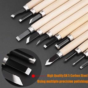 img 1 attached to 🔪 HKIDEE Wood Carving Knife Set: 12pcs SK5 Tools for DIY Woodworking - Perfect for Beginners & Carpenter Experts