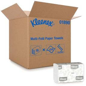 img 4 attached to 🧻 Kleenex Multifold Paper Towels (01890) - 16 Packs of White Paper Towels, 150 Tri Fold Towels per Pack, 2,400 Total Towels per Case