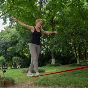 img 3 attached to Autofonder 50ft Slackline Kit: Ideal for Adults and Children Beginners - Maximum 250lbs Weight Capacity - Complete Set with Tree Protectors, Ratchet Cover, Carry Bag, and Instructions - Perfect for Backyard Camping