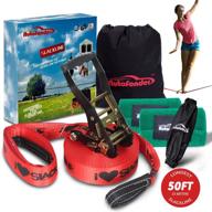 autofonder 50ft slackline kit: ideal for adults and children beginners - maximum 250lbs weight capacity - complete set with tree protectors, ratchet cover, carry bag, and instructions - perfect for backyard camping logo