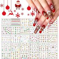 kalolary 30 sheets christmas cartoon nail art stickers: waterproof, self-adhesive decals for diy christmas nail decorations - santa claus, xmas tree, elk, snowflake, snowman - ideal for women, girls, kids logo