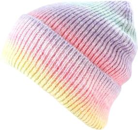 img 3 attached to 🧣 Stylish Unisex Slouchy Winter Hat: The Hat Depot Tie Dye & Leopard & Ponytail Cuffed Knit Viscose Acrylic Beanie