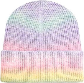 img 2 attached to 🧣 Stylish Unisex Slouchy Winter Hat: The Hat Depot Tie Dye & Leopard & Ponytail Cuffed Knit Viscose Acrylic Beanie