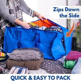 img 3 attached to 📦 Ultimate Heavy-Duty Extra-Large Storage Bags (4-Pack) with Strong Handles and Zipper - Effortless Moving and Space-Saving Organizer Totes for Clothing, Blankets, and Dorm Room Essentials