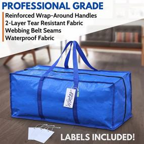 img 1 attached to 📦 Ultimate Heavy-Duty Extra-Large Storage Bags (4-Pack) with Strong Handles and Zipper - Effortless Moving and Space-Saving Organizer Totes for Clothing, Blankets, and Dorm Room Essentials