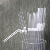 tieno clear disposable drinking straws: 100 flex plastic soda smoothies straws, individually packed logo