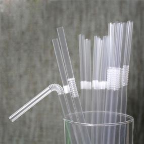 img 4 attached to TIENO Clear Disposable Drinking Straws: 100 Flex Plastic Soda Smoothies Straws, Individually Packed