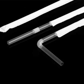 img 3 attached to TIENO Clear Disposable Drinking Straws: 100 Flex Plastic Soda Smoothies Straws, Individually Packed