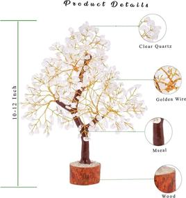 img 1 attached to 🌳 FASHIONZAADI Clear Quartz Natural Gemstone Bonsai Money Tree - Feng Shui Crystal, Chakra Stone for Good Luck & Healing - 10-12 inch (Golden Wire) - Home & Office Décor