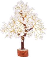 🌳 fashionzaadi clear quartz natural gemstone bonsai money tree - feng shui crystal, chakra stone for good luck & healing - 10-12 inch (golden wire) - home & office décor логотип