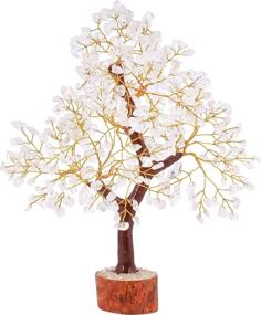 img 4 attached to 🌳 FASHIONZAADI Clear Quartz Natural Gemstone Bonsai Money Tree - Feng Shui Crystal, Chakra Stone for Good Luck & Healing - 10-12 inch (Golden Wire) - Home & Office Décor