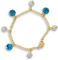 dazzling flower charm bracelet: girls' jewelry with sparkling crystal balls and hand painted flower charms on an 18k gold plated link chain logo