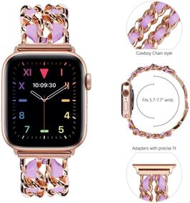 img 3 attached to Браслет для часов Apple Watch NewWays Jewelry 38 мм и 40 мм для женщин - розовое золото с лавандовой кожей | Совместим с Apple Watch Series 4/5/6/SE | Ремешки для Apple Watch 38 мм для женщин