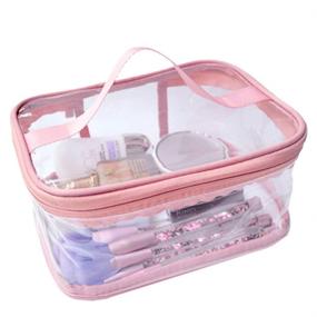 img 4 attached to ANEMEL Waterproof Transparent Travel Storage Toiletry Bag - Clear Makeup Cosmetic Organizer Portable Pink