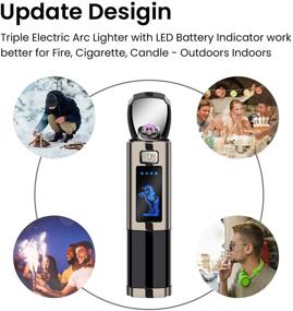 img 2 attached to Ultra-Reliable Triple Arc Windproof Lighter with LED Battery Indicator - Rechargeable USB Survival Lighter for Outdoor Adventures, Camping, and Hiking