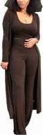 👗 stylish ottoman rib women's 3 piece outfits: open front cardigan, crop tank tops, and wide leg palazzo pant set jumpsuit – a perfect choice! logo