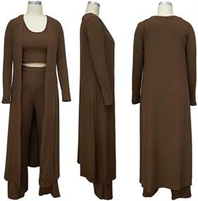 img 3 attached to 👗 Stylish Ottoman Rib Women's 3 Piece Outfits: Open Front Cardigan, Crop Tank Tops, and Wide Leg Palazzo Pant Set Jumpsuit – A Perfect Choice!