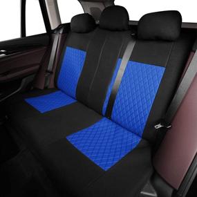 img 2 attached to TOYOUN Universal Car Seat Covers Full Set, Front Bucket Seat Covers & Rear Split Bench Back Seat Covers, Cloth Fabric Quilted, Black & Blue